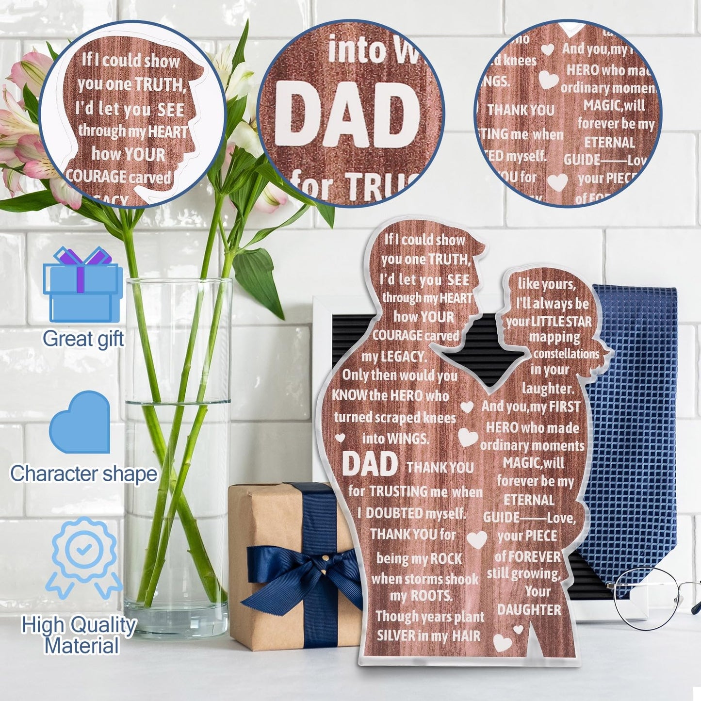 Daughter To Dad Heartfelt Acrylic Plaque