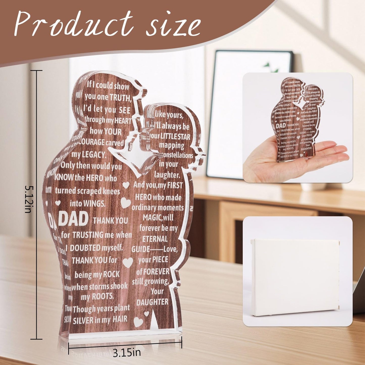 Daughter To Dad Heartfelt Acrylic Plaque