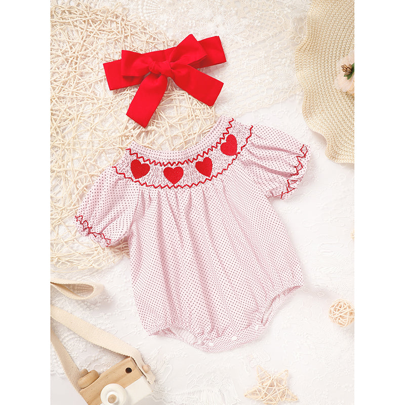 Newborn Baby Girls' Valentine's Day Smocked Romper
