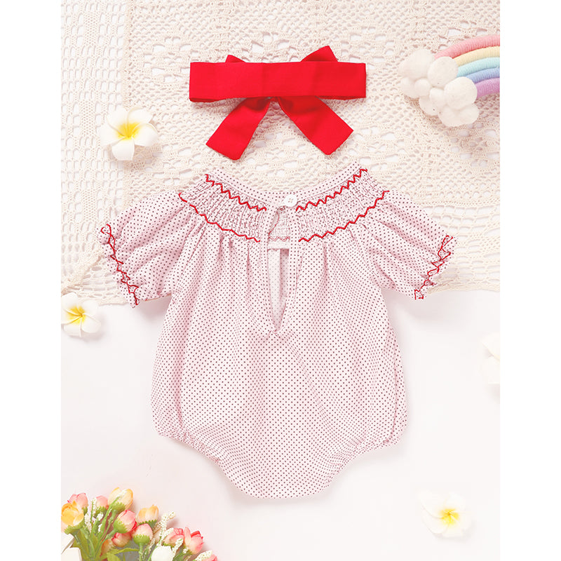 Newborn Baby Girls' Valentine's Day Smocked Romper