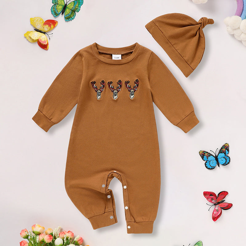 Newborn Baby Boy Outfits Long Sleeve Animal Print Romper