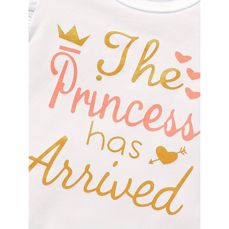 3PCS Baby Girl Outfits Infant Letter Print Romper & Tutu Skirt