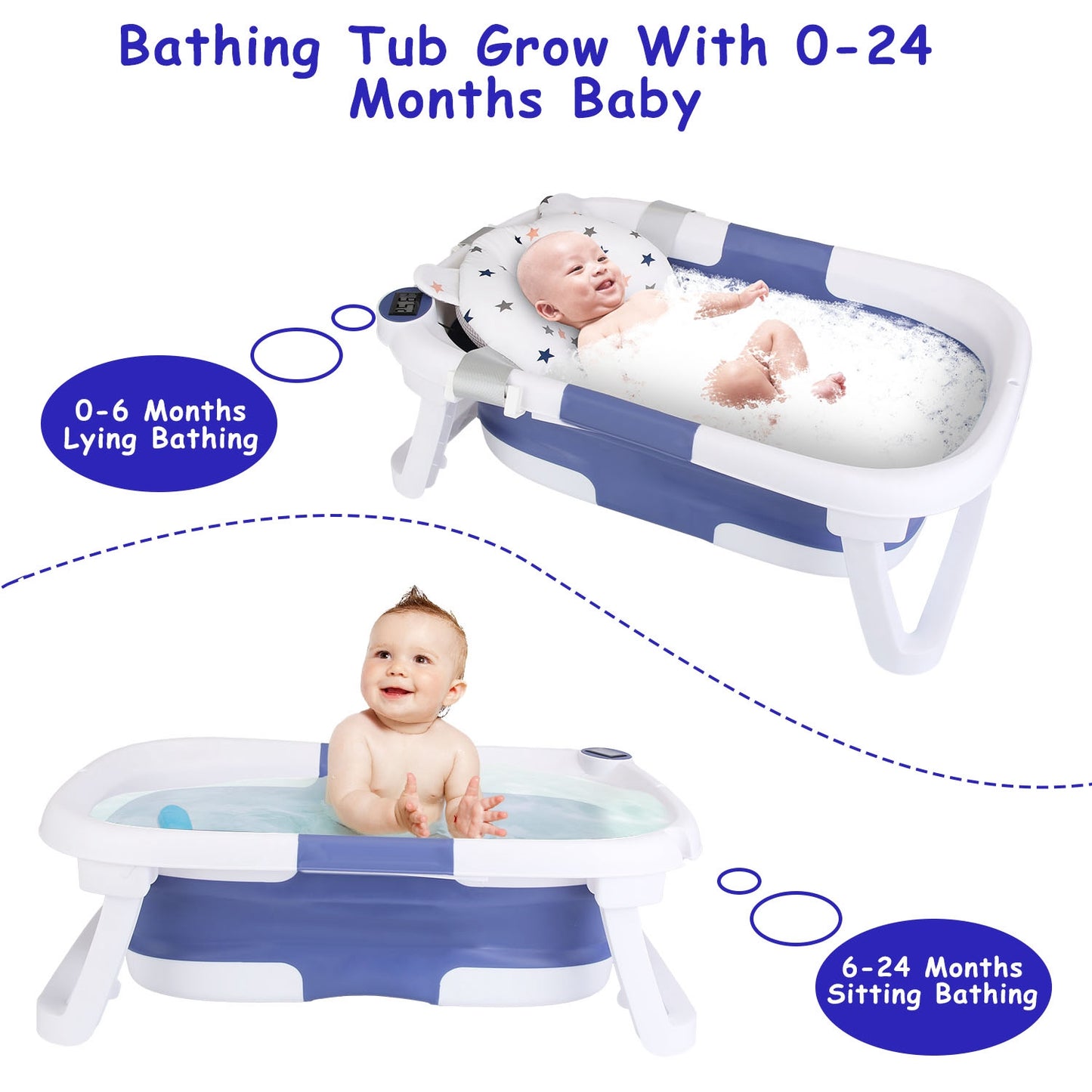 1Pc Baby Bath Tub With Thermometer