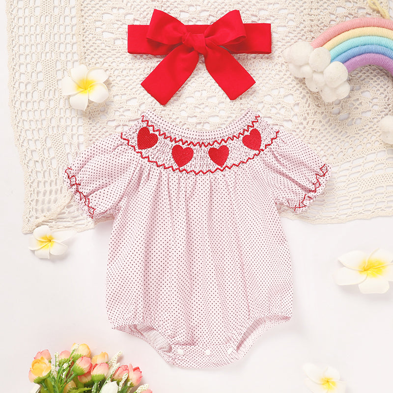 Newborn Baby Girls' Valentine's Day Smocked Romper