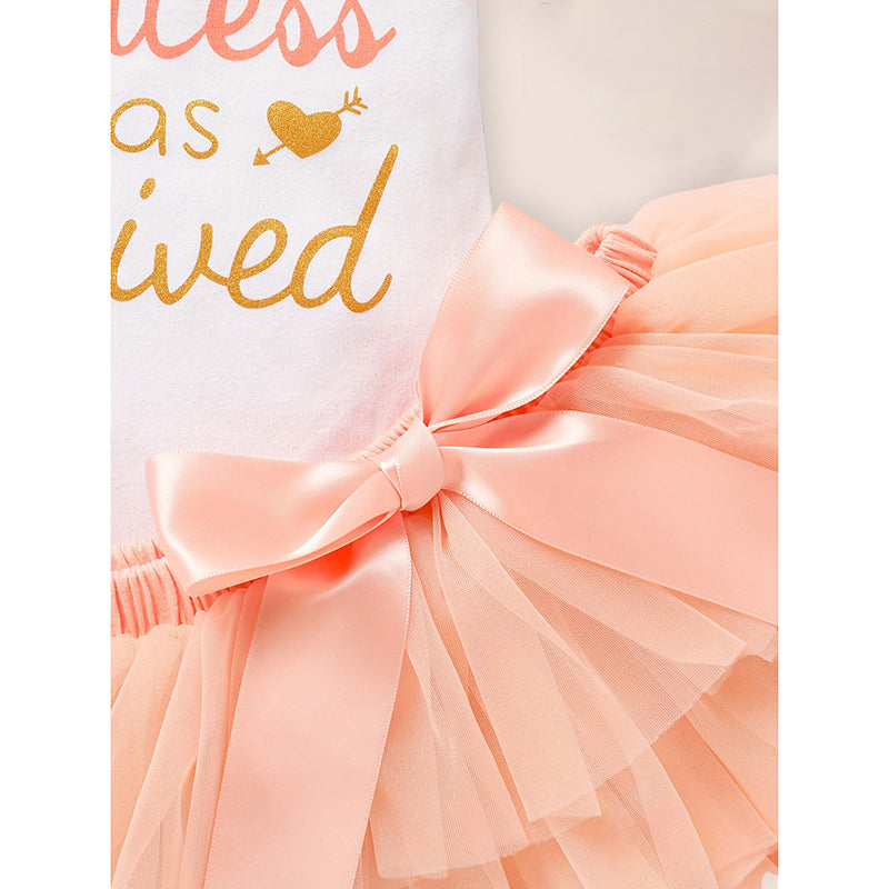3PCS Baby Girl Outfits Infant Letter Print Romper & Tutu Skirt