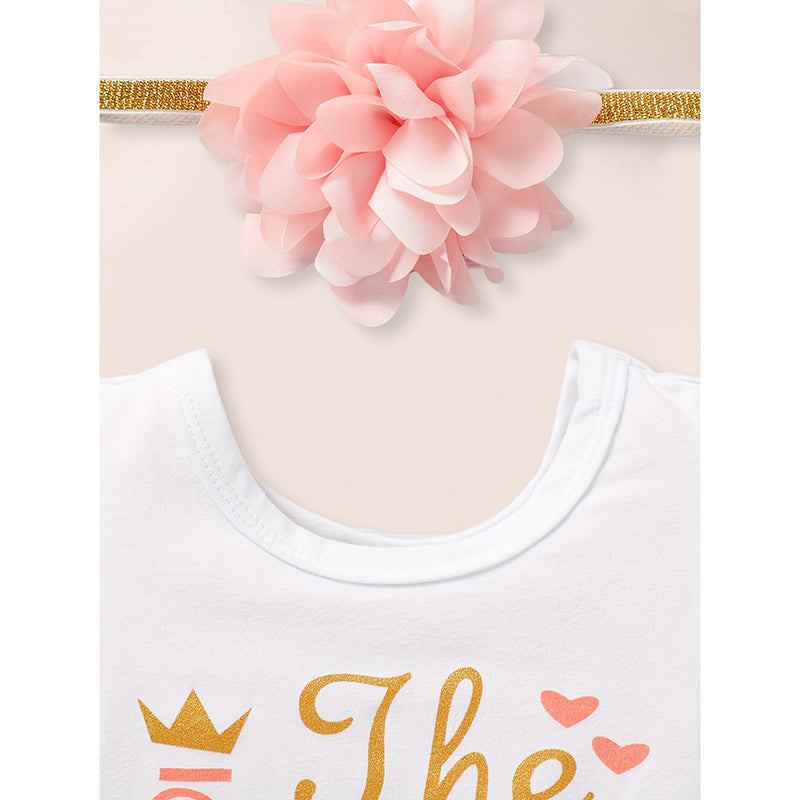 3PCS Baby Girl Outfits Infant Letter Print Romper & Tutu Skirt