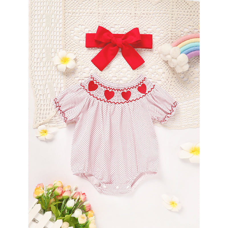 Newborn Baby Girls' Valentine's Day Smocked Romper