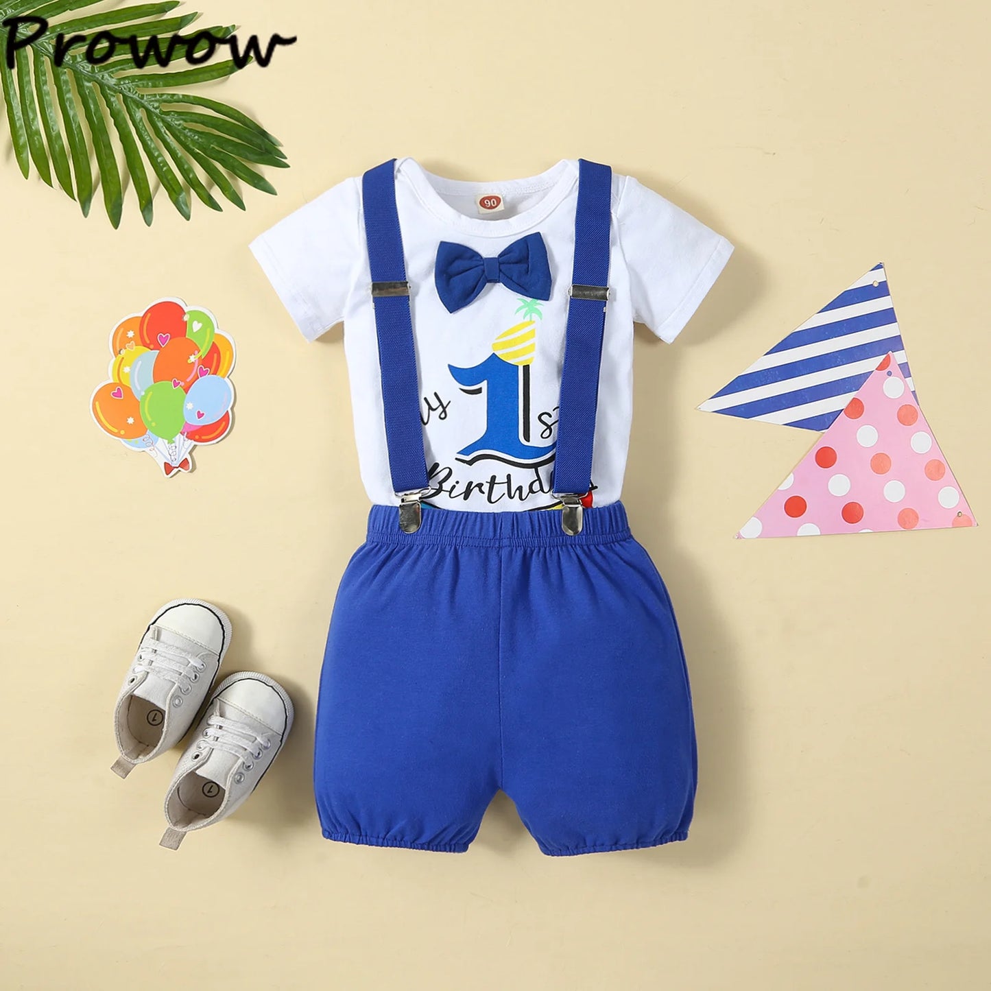 Baby Boys Birthday Outfits Sets Balloon Letter "1"