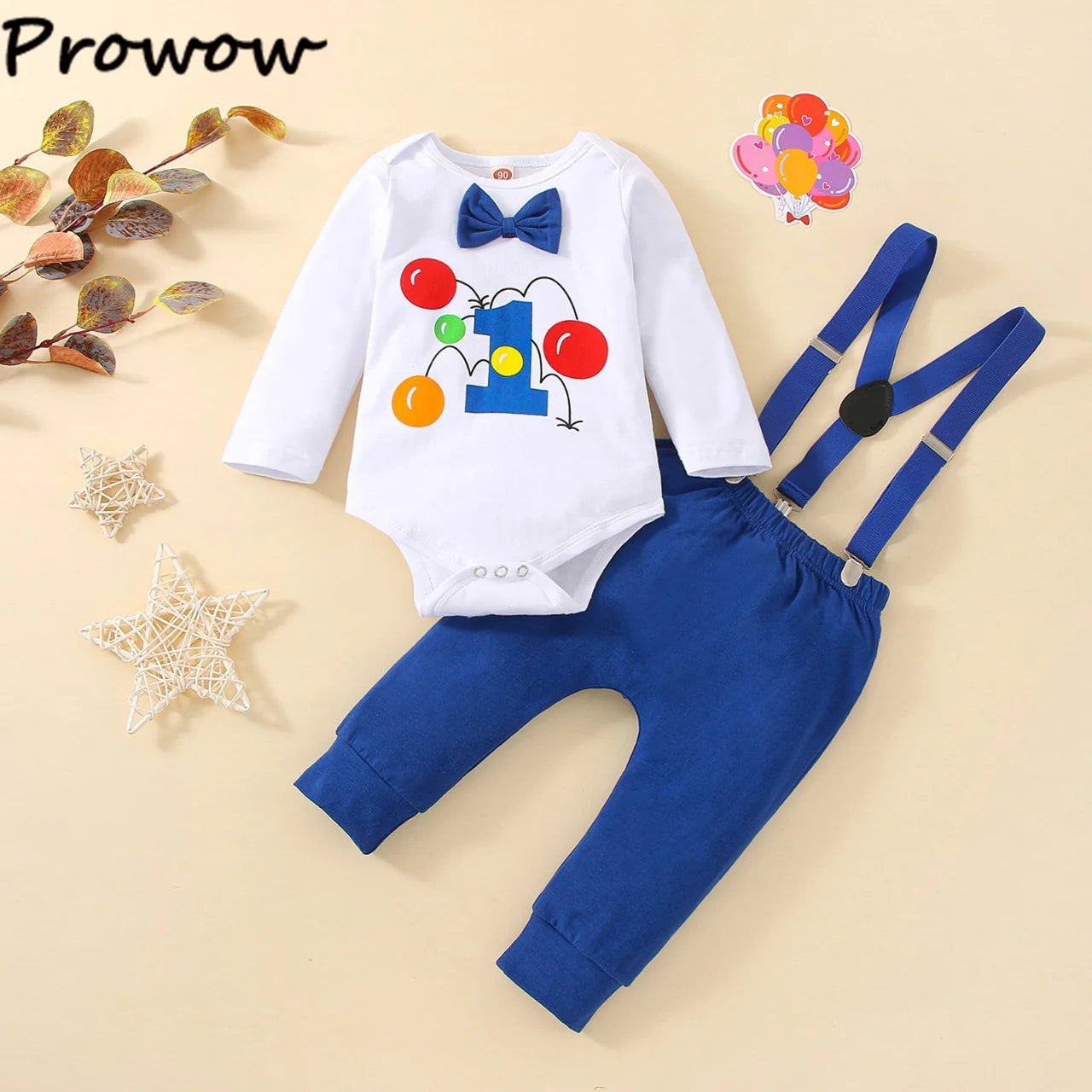 Baby Boys Birthday Outfits Sets Balloon Letter "1"