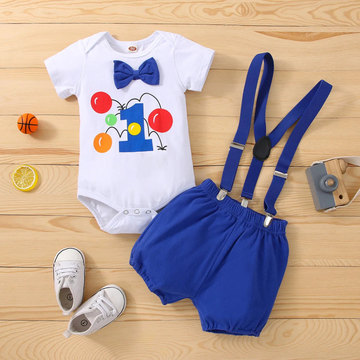 Baby Boys Birthday Outfits Sets Balloon Letter "1"