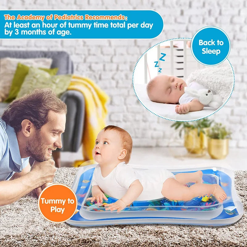 Inflatable Tummy Time Baby Play Mat Infants Water Cushion