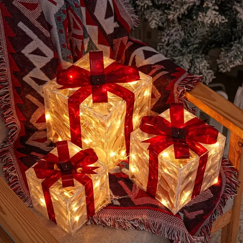 3pcs Lighted Gift Boxes Decorations