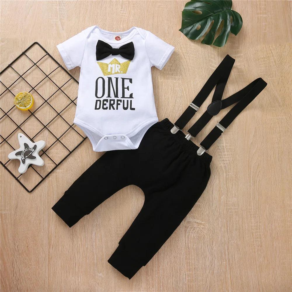 Baby Boys Birthday Outfits Sets Balloon Letter "1"