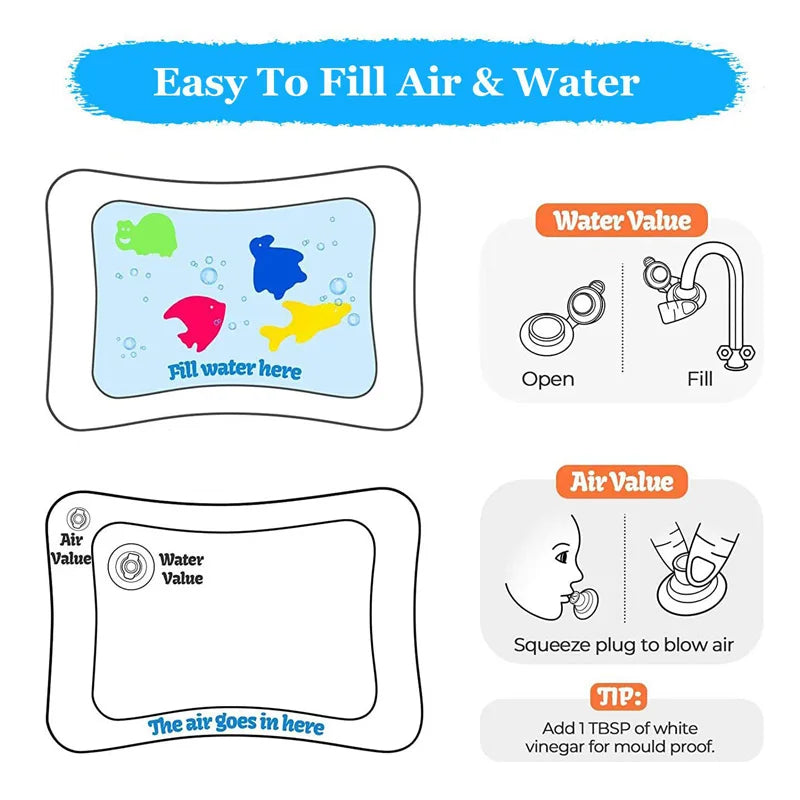 Inflatable Tummy Time Baby Play Mat Infants Water Cushion