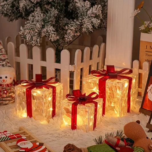 3pcs Lighted Gift Boxes Decorations