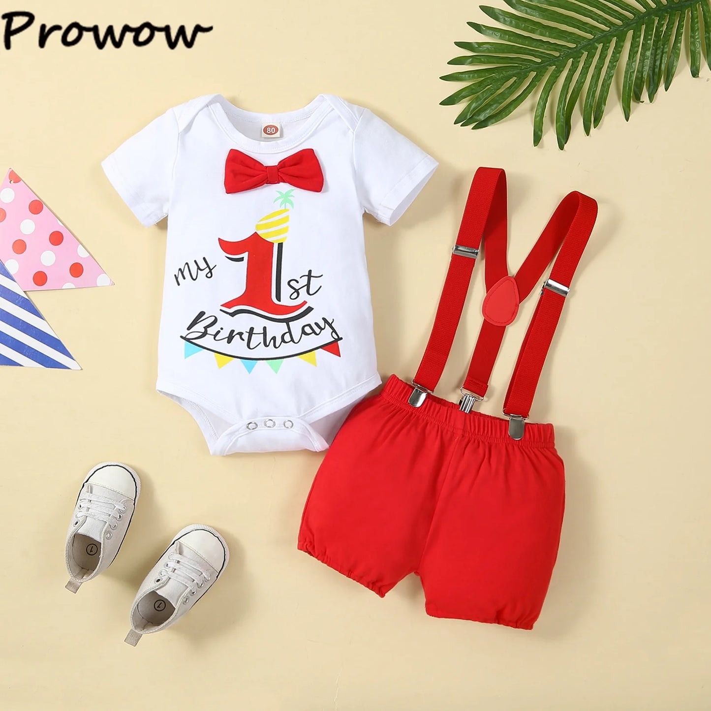 Baby Boys Birthday Outfits Sets Balloon Letter "1"