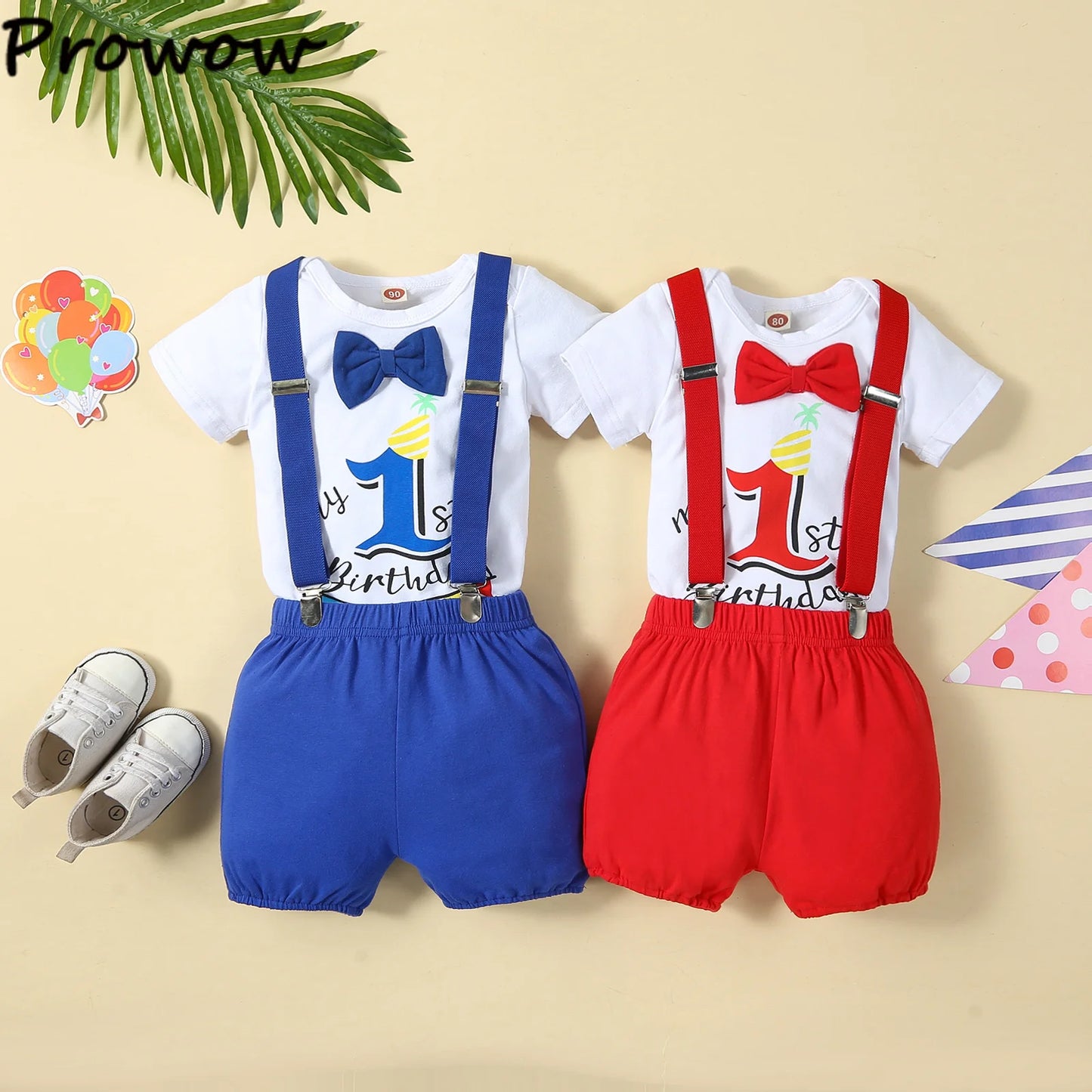 Baby Boys Birthday Outfits Sets Balloon Letter "1"