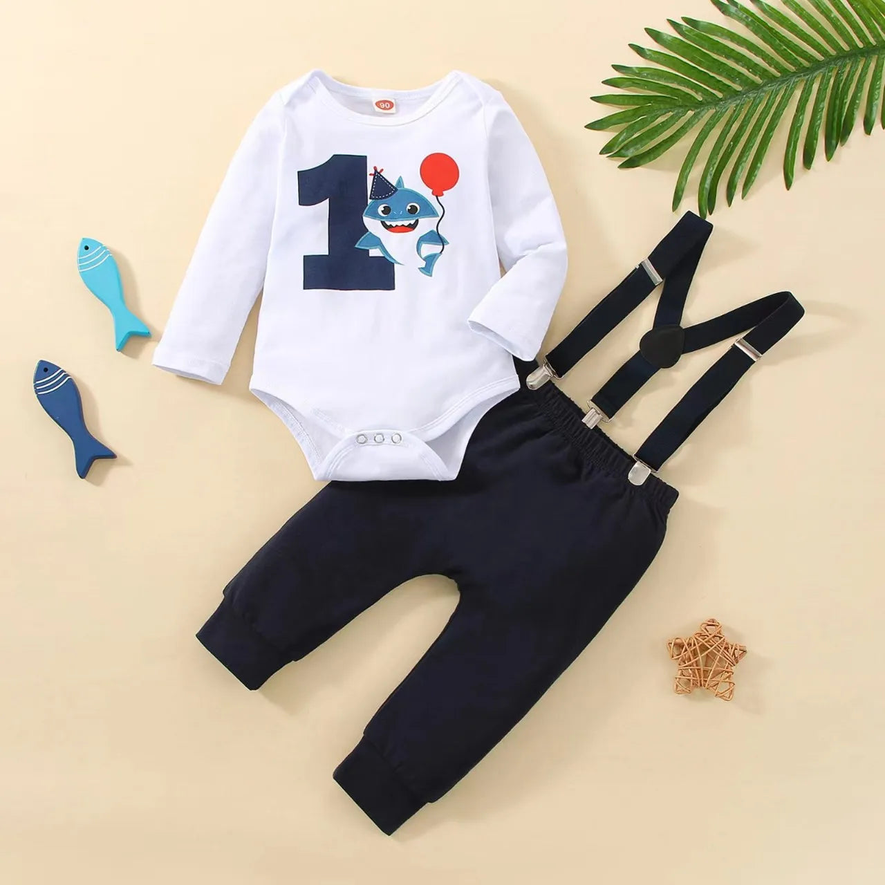 Baby Boys Birthday Outfits Sets Balloon Letter "1"