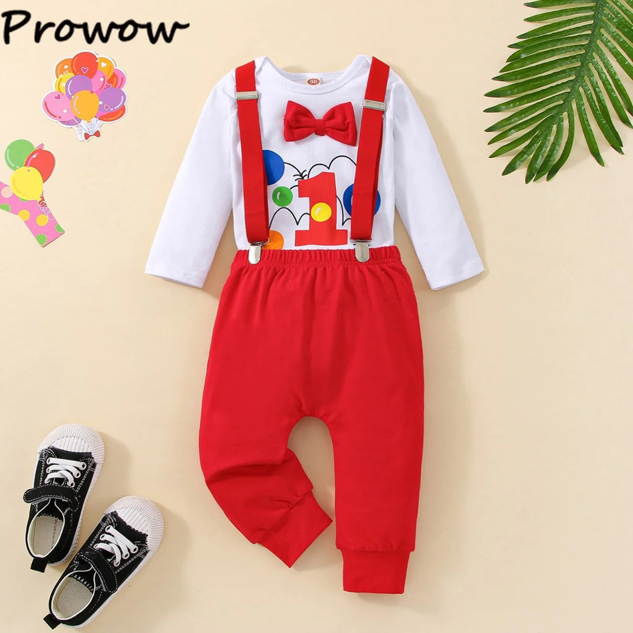 Baby Boys Birthday Outfits Sets Balloon Letter "1"