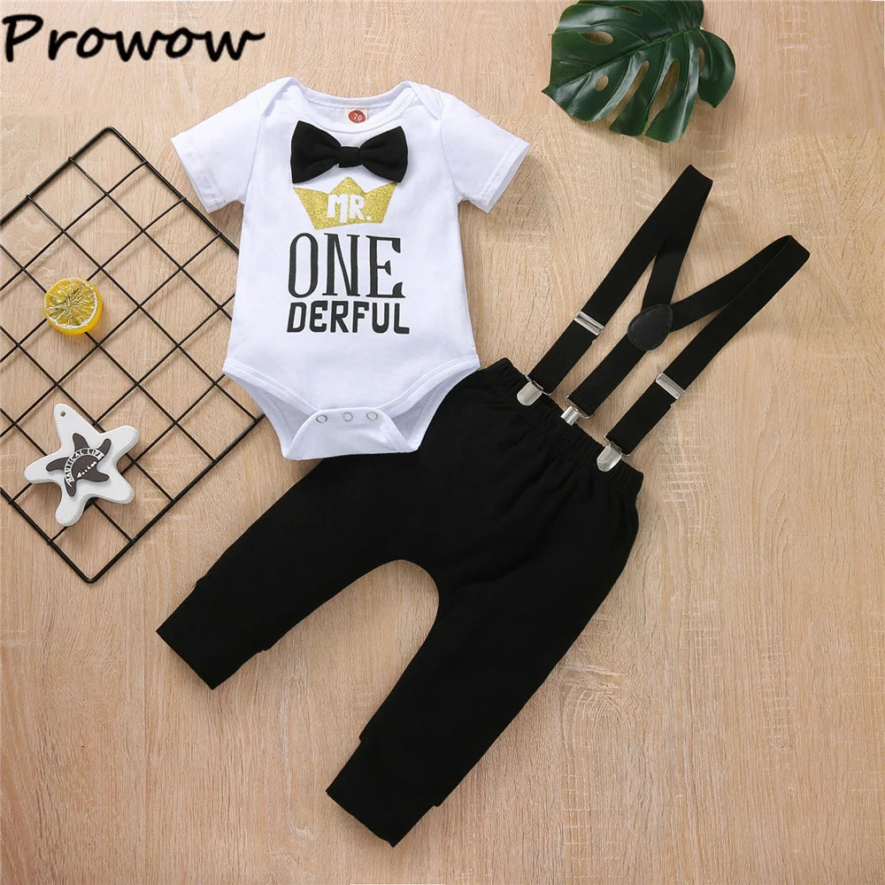 Baby Boys Birthday Outfits Sets Balloon Letter "1"