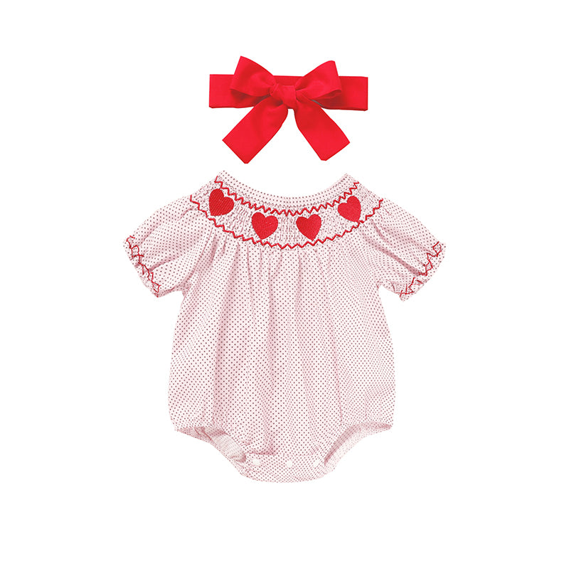 Newborn Baby Girls' Valentine's Day Smocked Romper