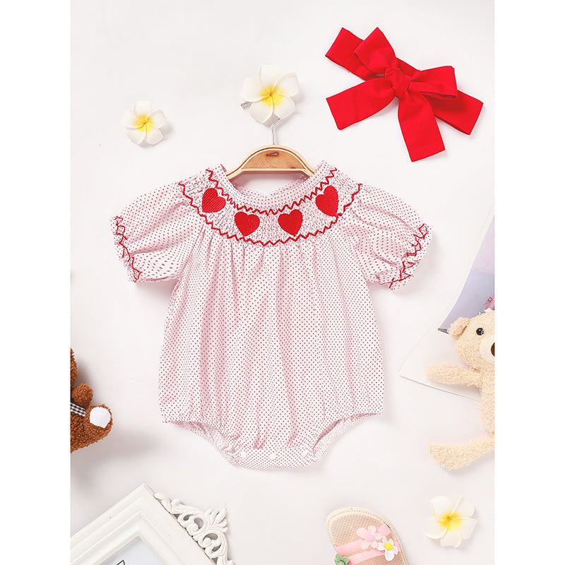 Newborn Baby Girls' Valentine's Day Smocked Romper